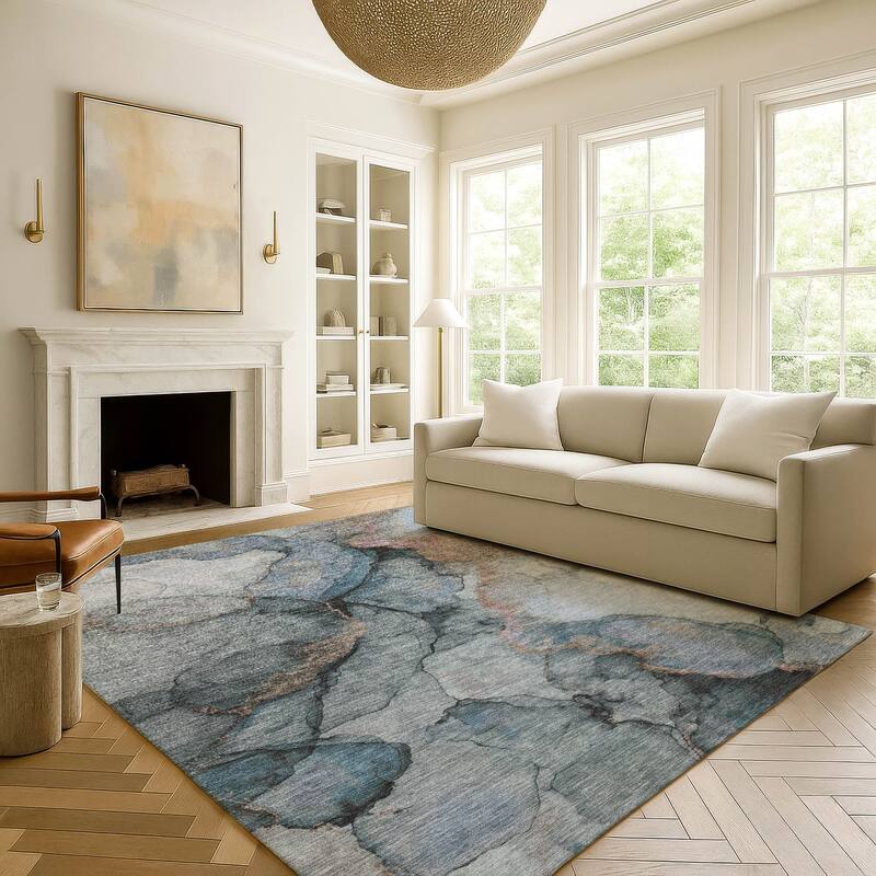 Machine Washable Indoor/ Outdoor Modern Brush Chantille Rug