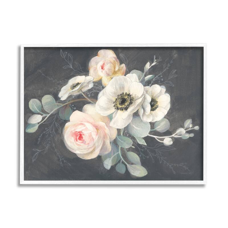 Stupell Rose Anemones Flowers Chalk Pink Black Design,11x14, Design By Artist Danhui Nai