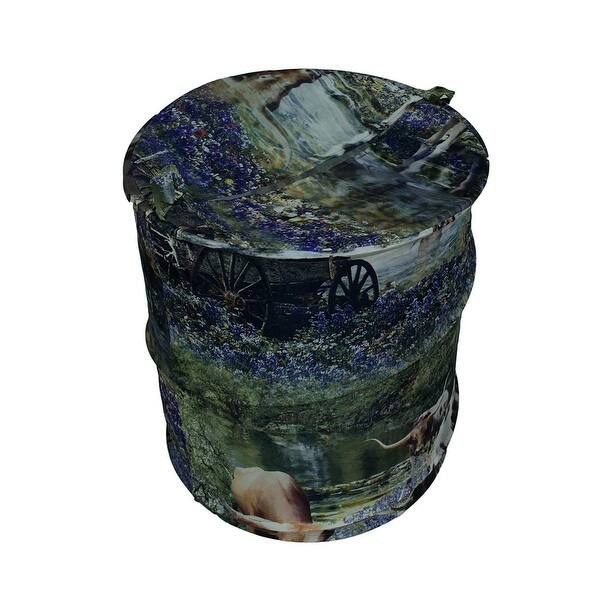 Shop Hill Country Blues Decorative Pop Up Laundry Hamper W Lid