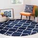 SAFAVIEH Hudson Shag Vitchka Glam Trellis 2-inch Area Rug - 7' x 7' Round - Navy/Ivory