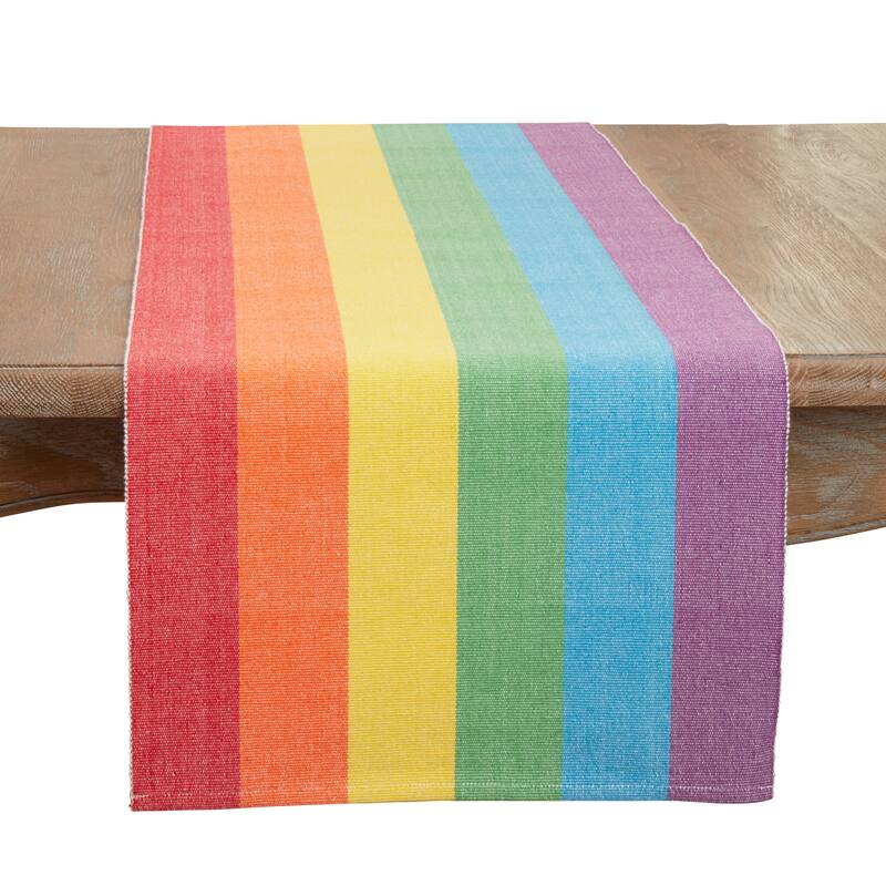 Rainbow Stripe Delight Table Runner - 16"x72" - 16"x72" - Multi