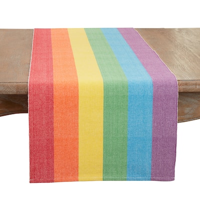 Rainbow Stripe Delight Table Runner - 16"x72"