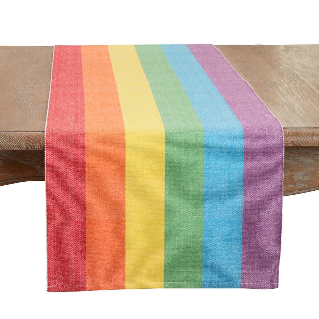 Rainbow Stripe Delight Table Runner - 16"x72"