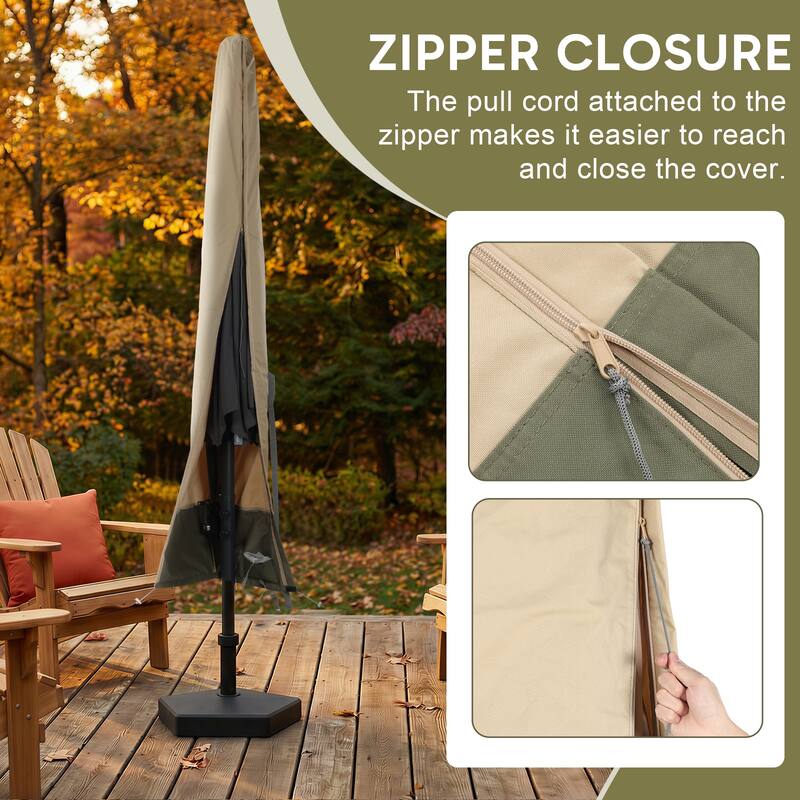 Aoodor Heavy Duty Patio Umbrella Cover for 9-12ft Cantilever Umbrella