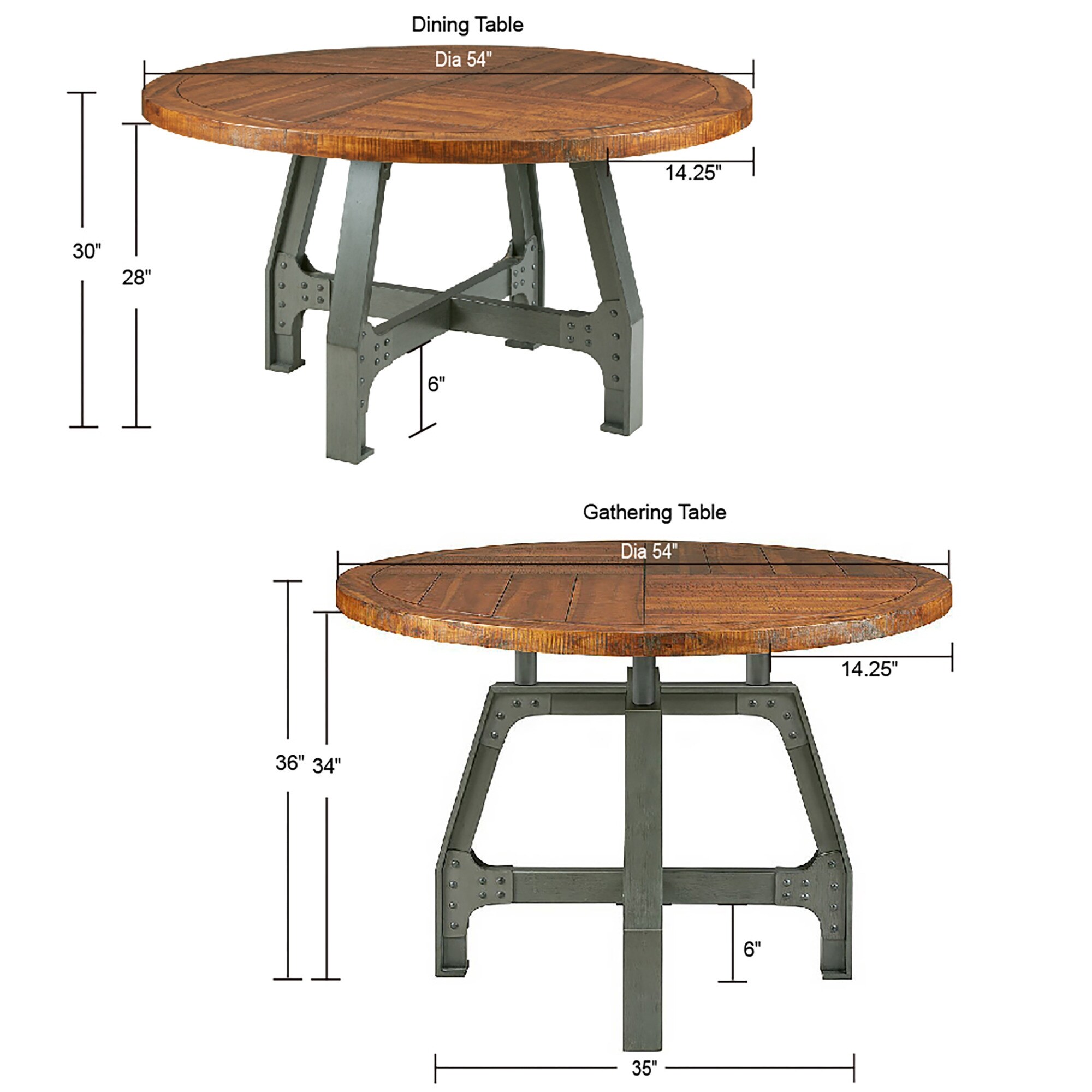 Carbon Loft Magie Amber and Graphite Adjustable Round Dining Table