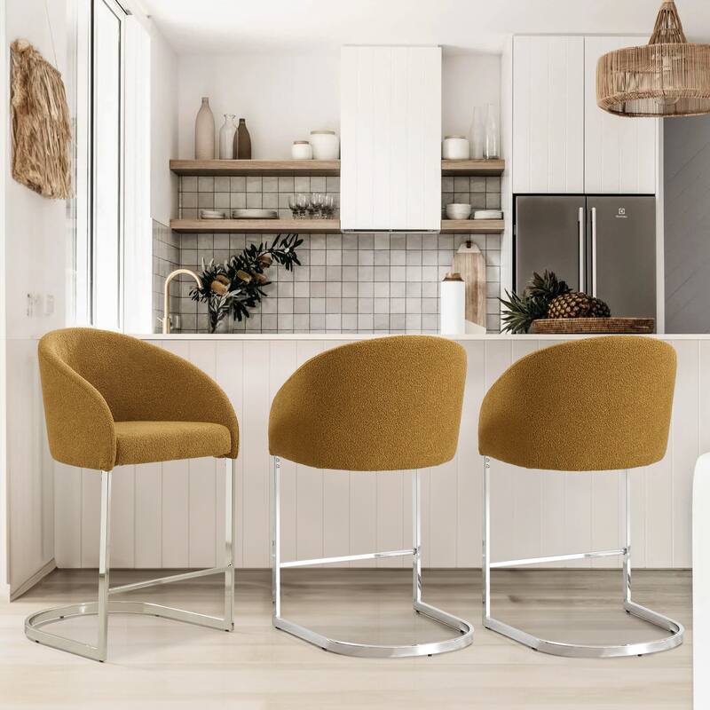 26" Fabric Upholstered Counter Height Bar Stools with Arms - 37" H x 22.4" W x 22" D