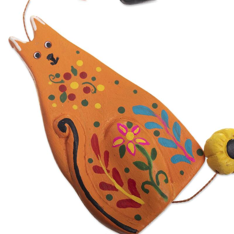 Novica Handmade Cat Parade Ceramic Wall Accent