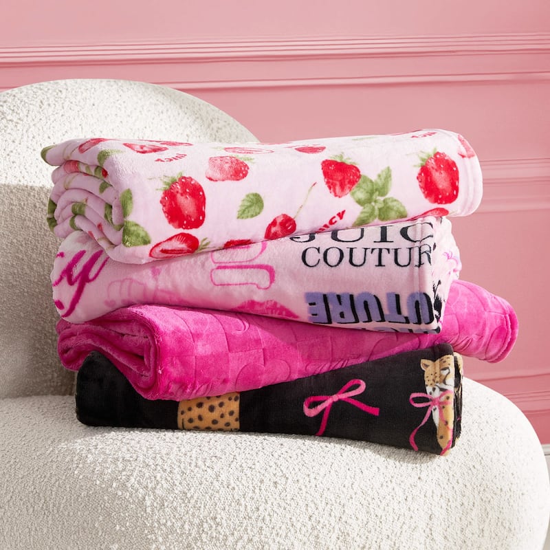 Juicy Couture Printed Plush Throw Blankets