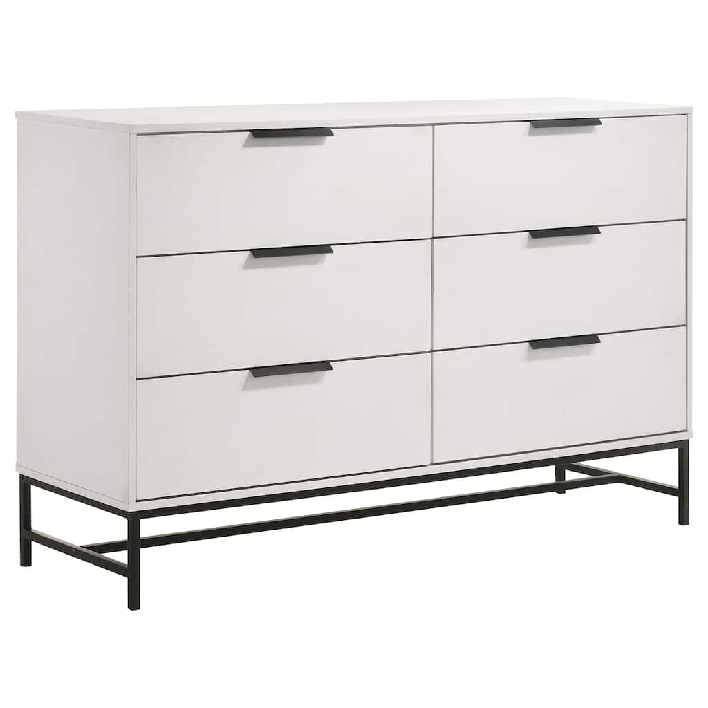 Sonora 6-drawer Bedroom Dresser and Dresser with Mirror White