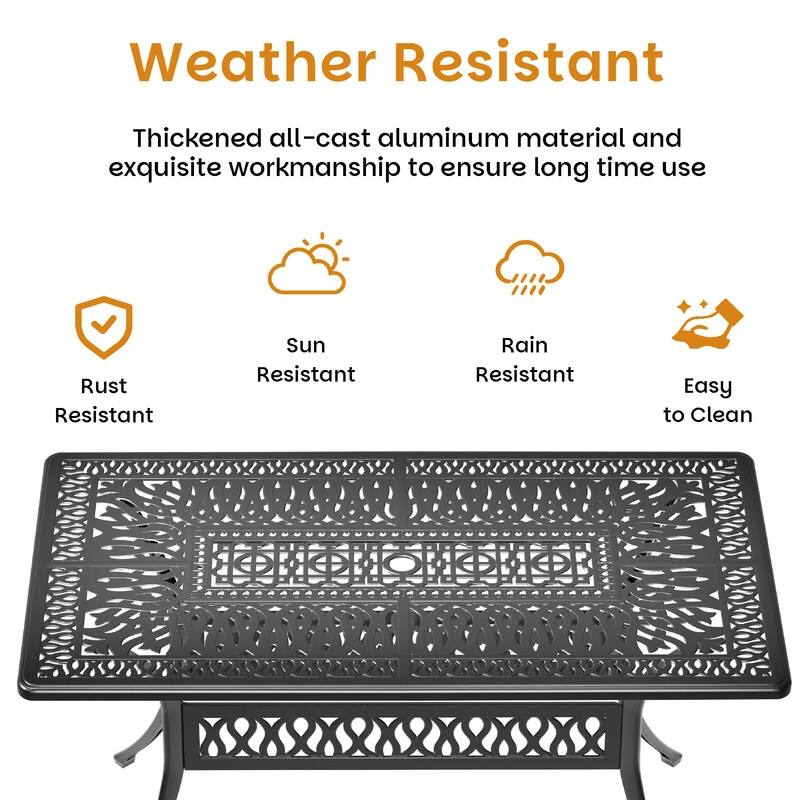 7-Piece Outdoor Dining Set with 1 Table and 6 Chairs, All-Weather Aluminum Outdoor Patio Sets