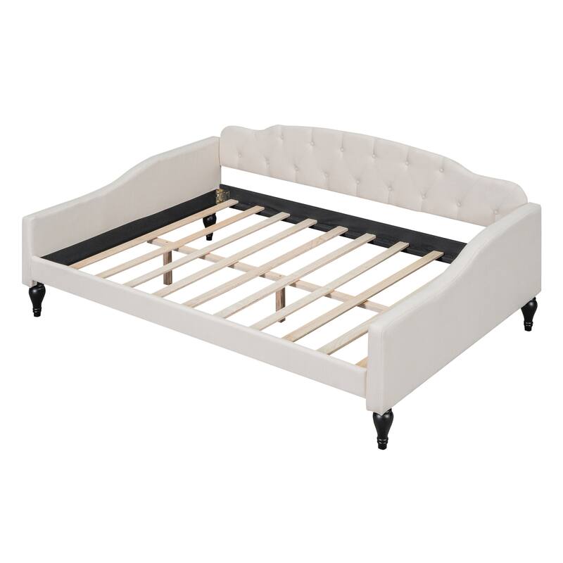 Modern Full Size Upholstered Wood Daybed with Multifunctional Design