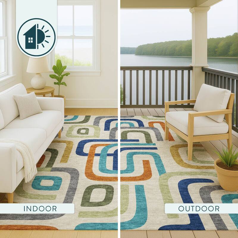 Machine Washable Indoor/ Outdoor Modern Penner Chantille Rug