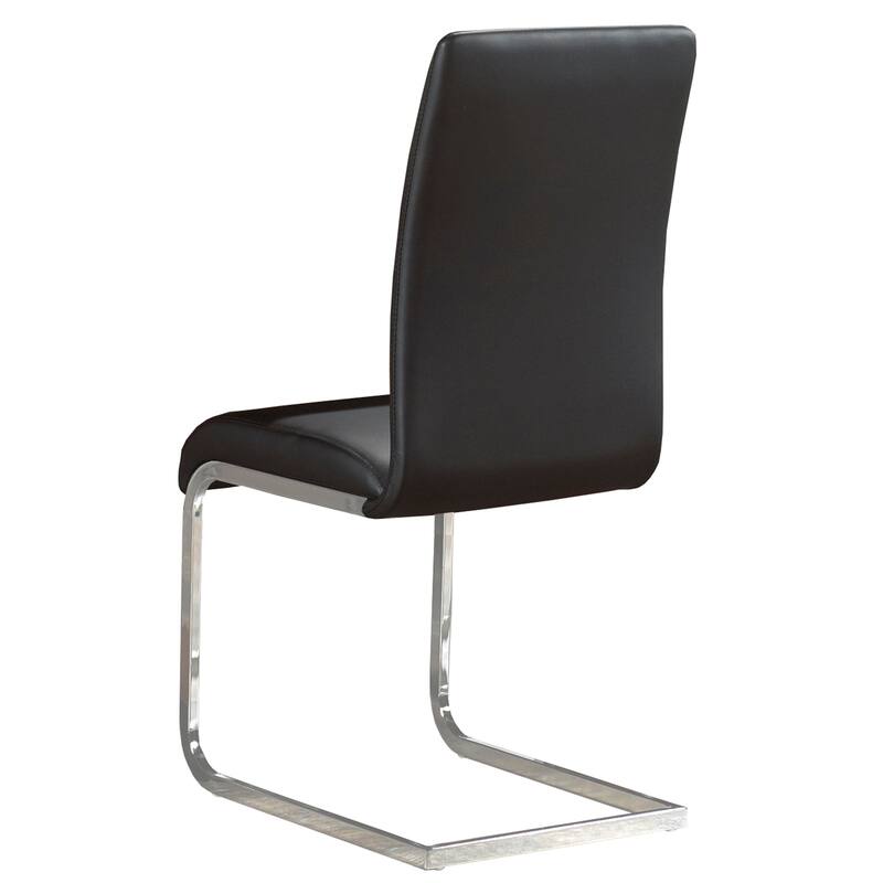 Contemporary Faux Leather and Metal Dining Chair, Set of 4 - Black and Chrome