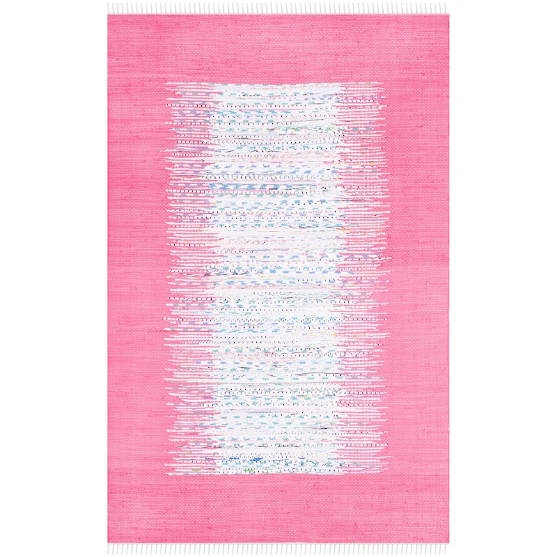SAFAVIEH Handmade Flatweave Montauk Sidney Cotton Rug - 4' x 6' - Ivory/Pink