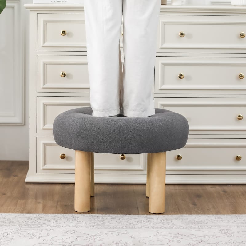 Adeco 23" Round Ottoman Footrest for Living Room