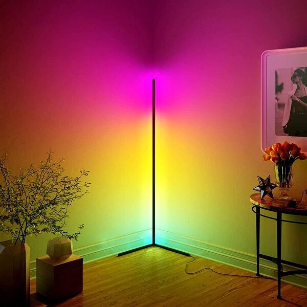 Colorful Floor Lamp RGB Color Changing Mood Lighting for Party 2 Sets Black