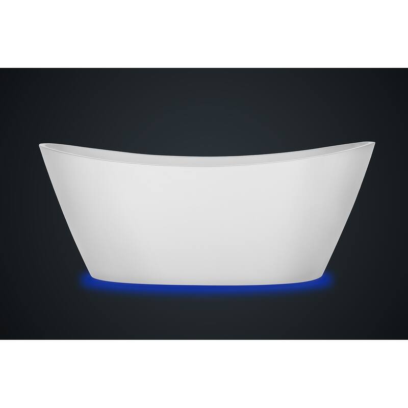 7 Color Changing Lights 59" X 30" Freestanding Soaking Bathtub