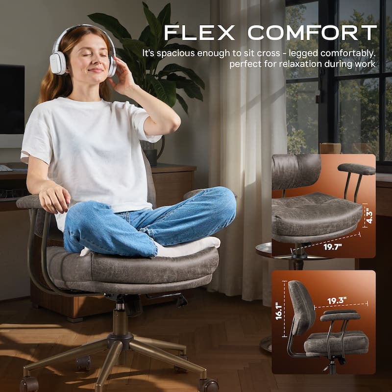 OVIOS Ergonomic Suede Fabric Office Swivel Chair