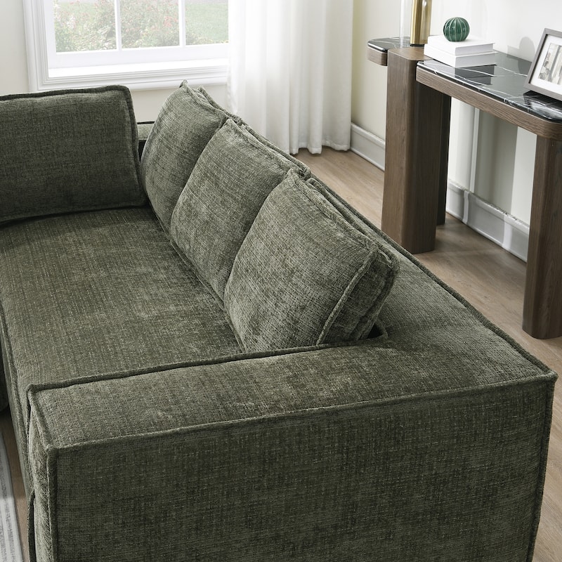 Oversized L-Shaped Modular Sectional Sofa, Wrinkle-Resistant Chenille 6 Seat Cloud Sofa, Full Compression Deep Seat Corner Sofa