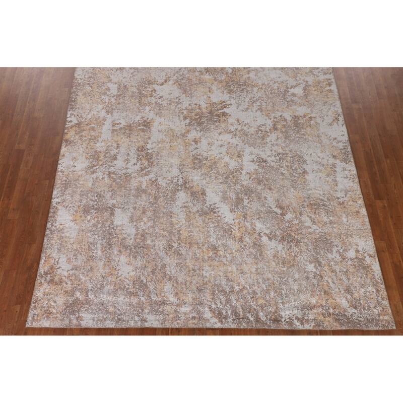 Beige Modern Area Rug Handmade Abstract Wool Carpet - 8'0"x 11'5"