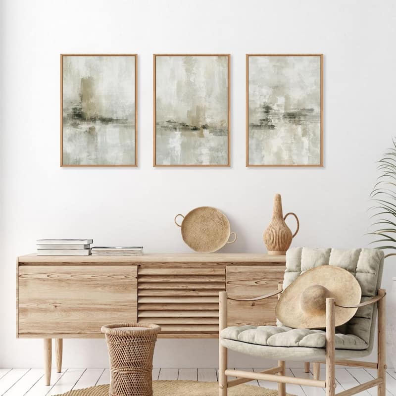 Neutral Abstract Wall Decor, Modern Beige Gray Wall Painting