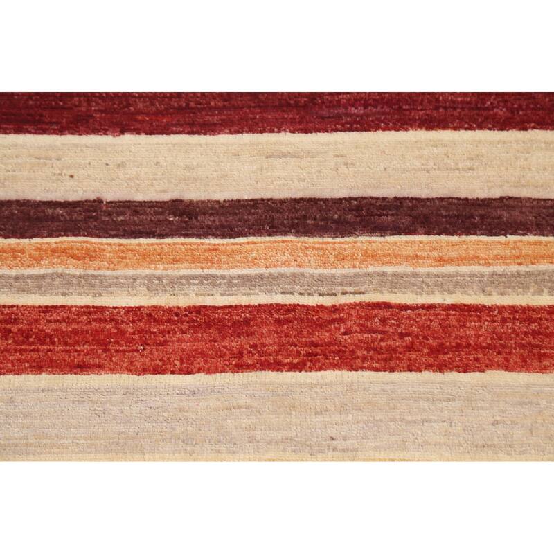 Wool Contemporary Striped Gabbeh Kashkoli Area Rug Hand-knotted Carpet - 2'6" x 4'0"