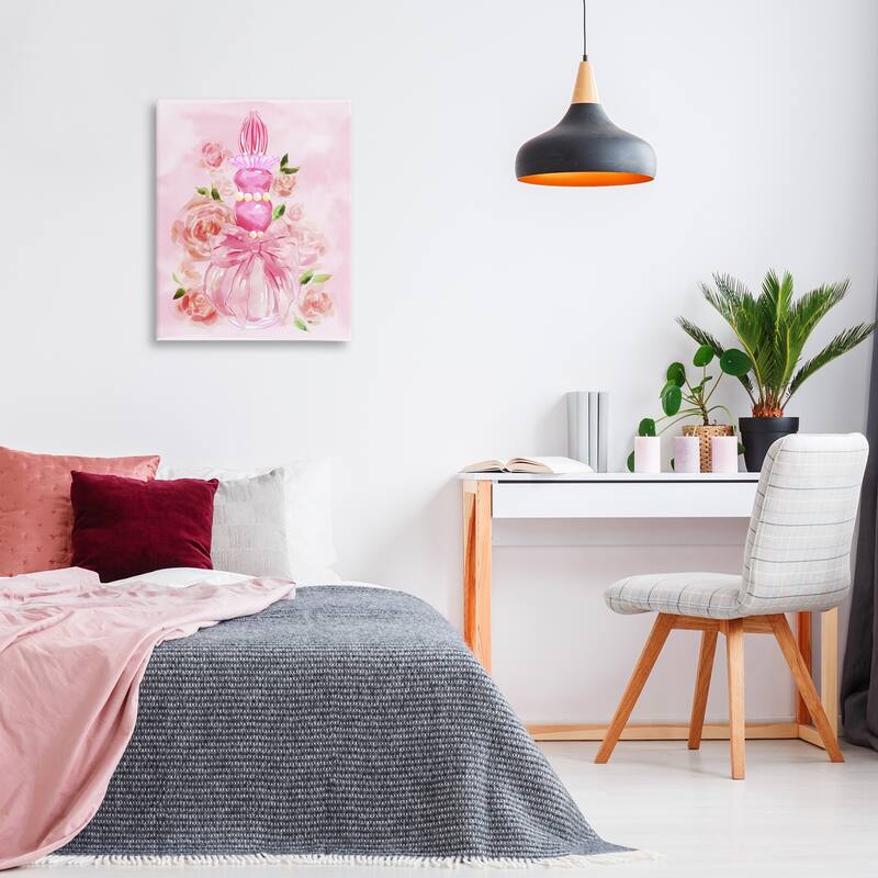 Stupell Lovely Pink Perfume & Roses Canvas Wall Art Design By Ziwei Li