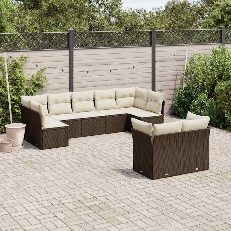 vidaXL Garden Sofa Set Brown, Cream White - 24.4 x 24.4 x 27.2