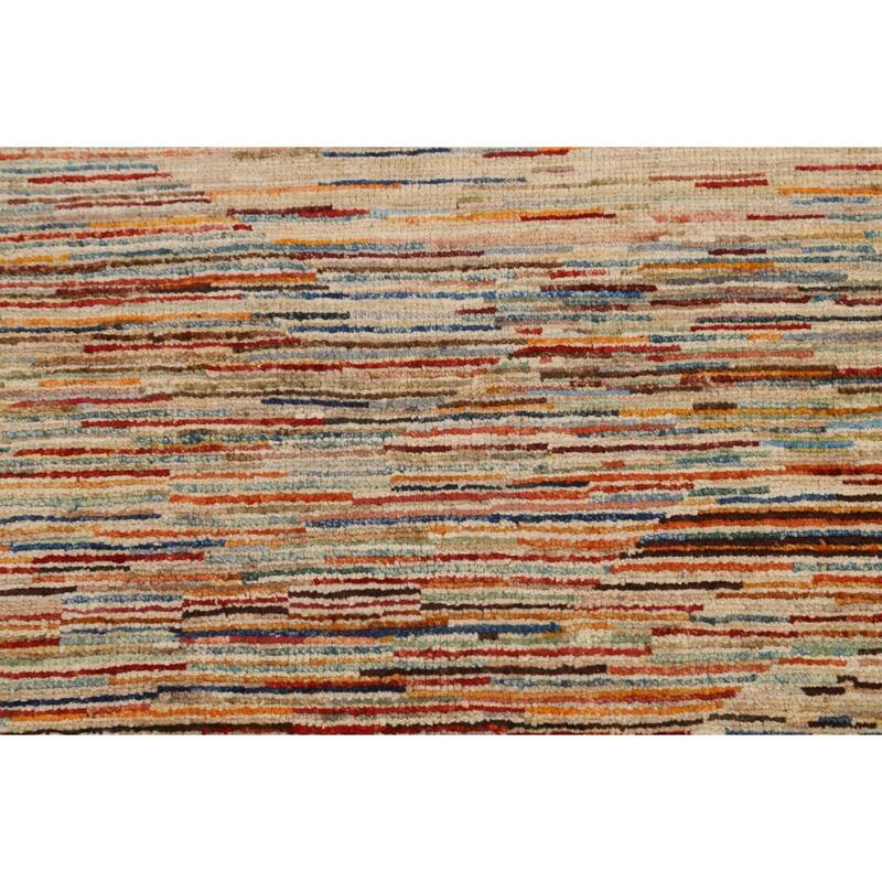 Vegetable Dye Striped Gabbeh Kashkoli Wool Area Rug Handmade Carpet - 3'3" x 4'10"