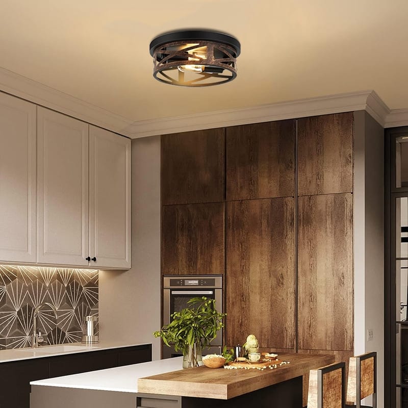 2 Light bulb light retro metal black ceiling light metal kitchen light - N/A