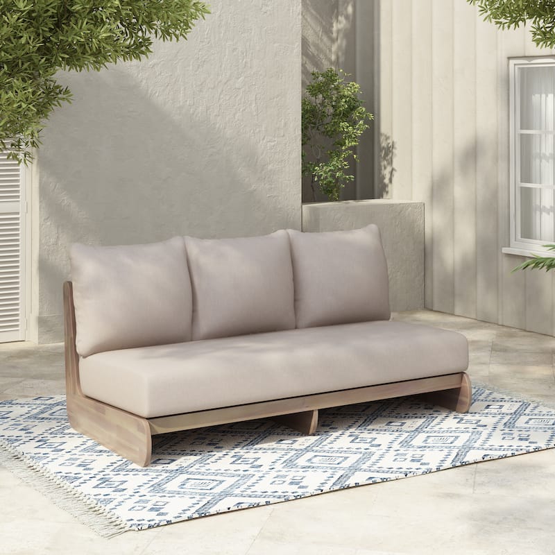 Christopher Knight Home - Marigold Acacia Wood Outdoor 3-Seater Sofa - 1 Piece - Greyish White+Sand