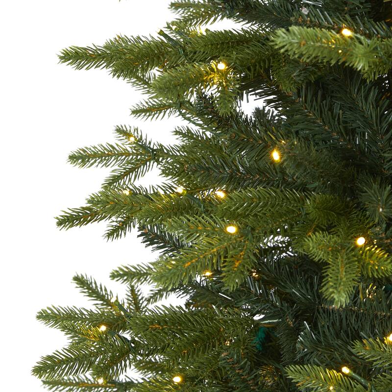 8 Ft Artificial Christmas Tree with Lights - Cool Fir Look Holiday Decor - Green - 96