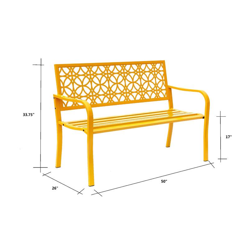 Steel Outdoor Garden Bench - 50" - Yellow