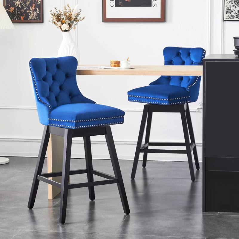 26"/30" Velvet Upholstered Swivel Counter or Bar Height Stools
