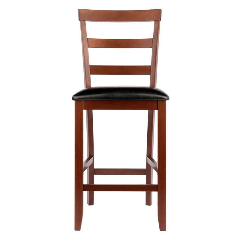 2 Piece Walnut Brown Black Cushioned Ladder Back Counter Stools 40.5"