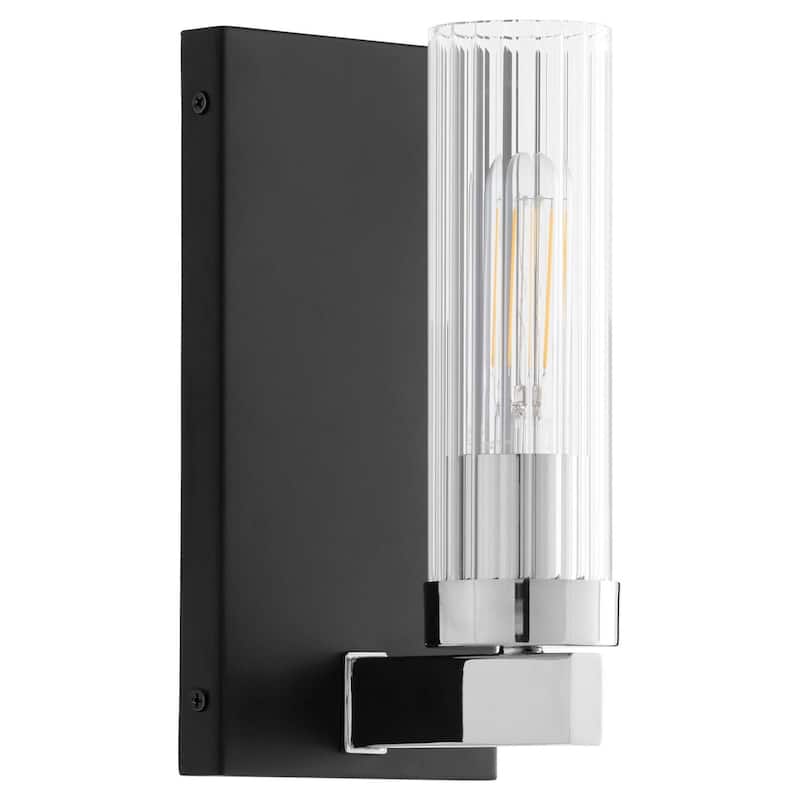 Quorum International 533-1 Kilbey 10" Tall Bathroom Sconce - Matte Black / Chrome