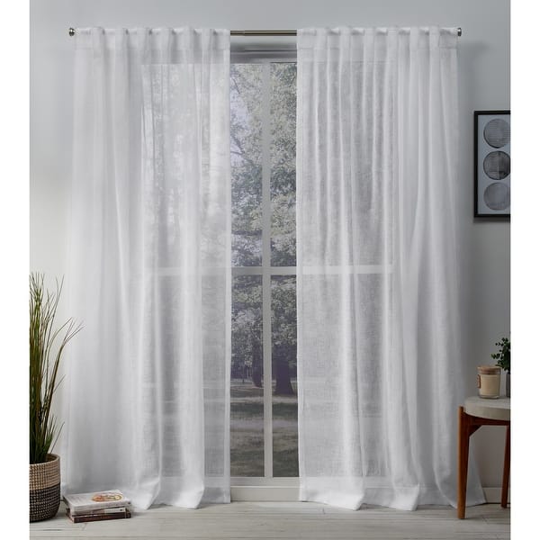 slide 2 of 28, ATI Home Belgian Sheer Hidden Tab Top Curtain Panel Pair 50X108 - White