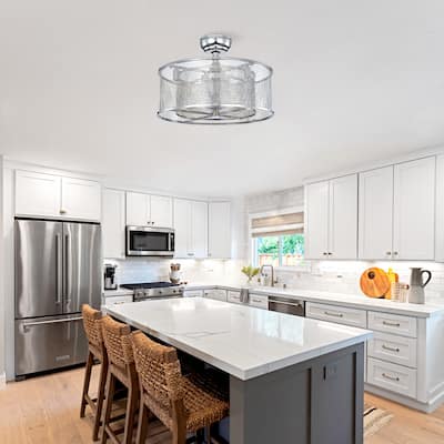 Modern Dual Shade Ceiling Fan Light with 3 Blades and Speed Adjustment, Reversible Motor for Bedroom and Living Room