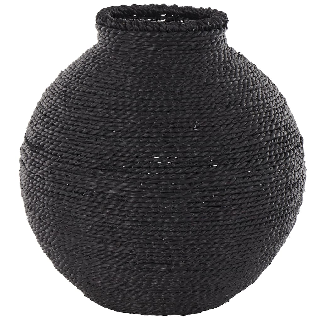 Metal Handmade Wrapped Pot Decorative Vase - Black - Roche River Decor