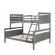 preview thumbnail 6 of 8, Gray Twin over Full Bunk Bed with X-Shaped Pattern Headboard Footboard&Ladder&Guardrail, 78.7''L*55.9''W*62.3''H, 134LBS