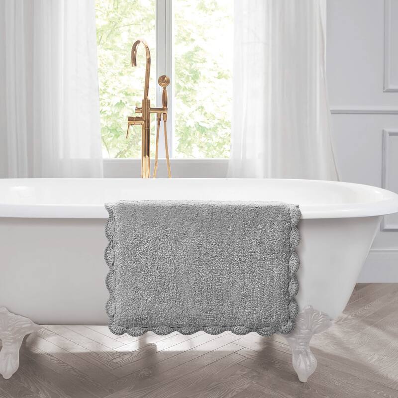 Laura Ashley Heathered Crochet Border Bath Rug