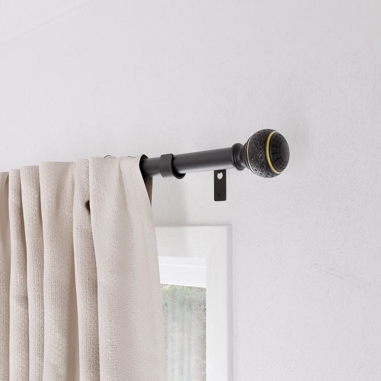 Acroma Adjustable Single Curtain Rod with Globe Ball Finial