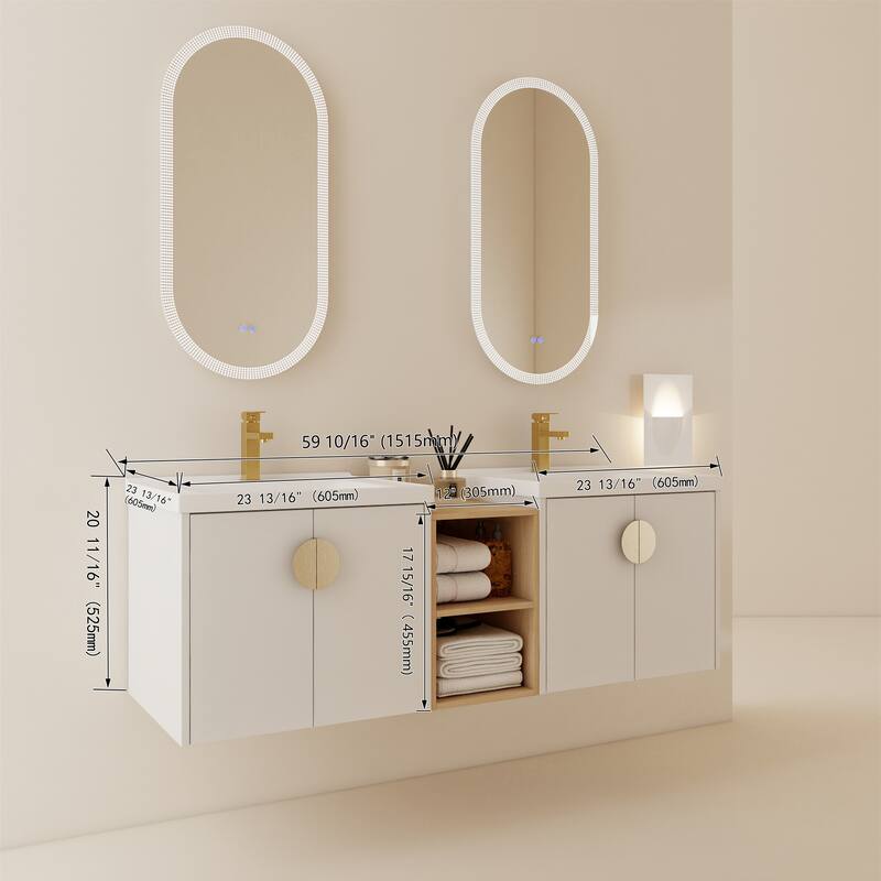 60 Inch Soft Close Doors Bathroom Vanity With Sink