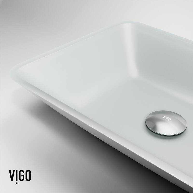 Vigo VGT2071 Sottile 18" Rectangular Glass Vessel Bathroom Sink with - Matte Brushed Gold