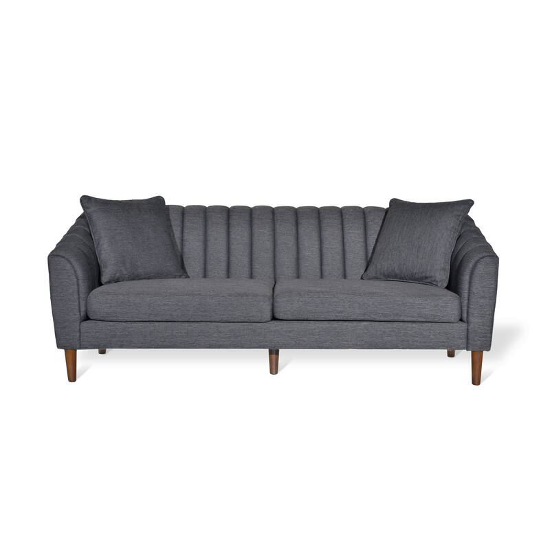 Contemporary Deep Seat Sofa with 2 Accent Pillows & Sloped Arms