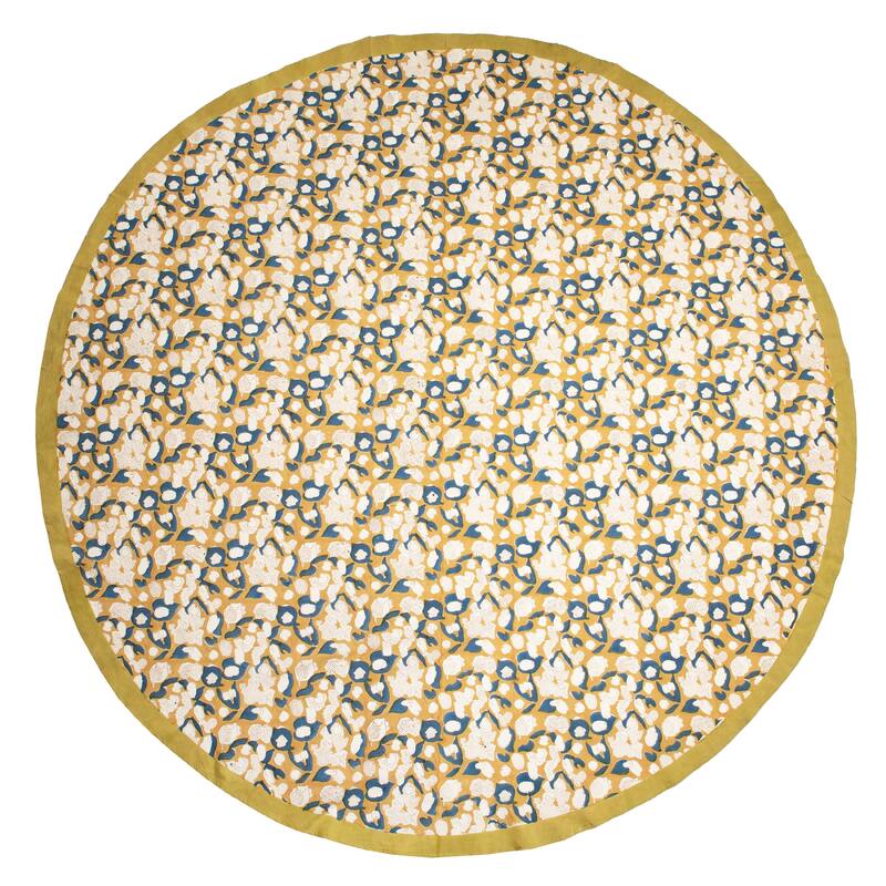 Couleur Nature Forest Harvest Tablecloth - Mustard/Blue - 90" Round