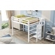 preview thumbnail 8 of 11, White Full Loft Bed with Built-in Wardrobe, Staircase and Clothes Rack