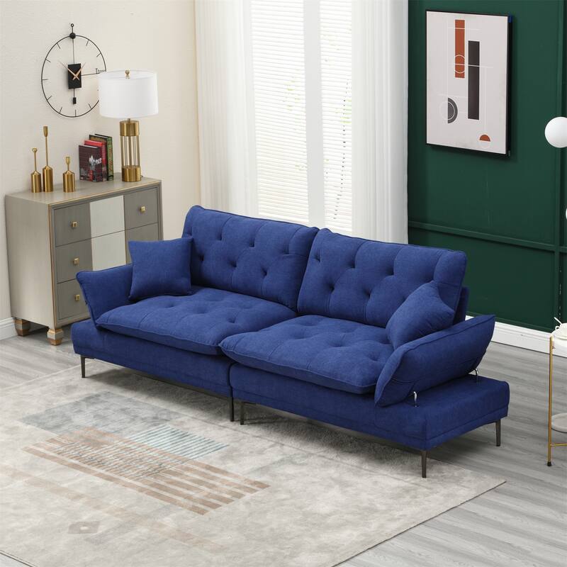 Velvet Sleeper Sofa with Wood Frame and Metal Feet
