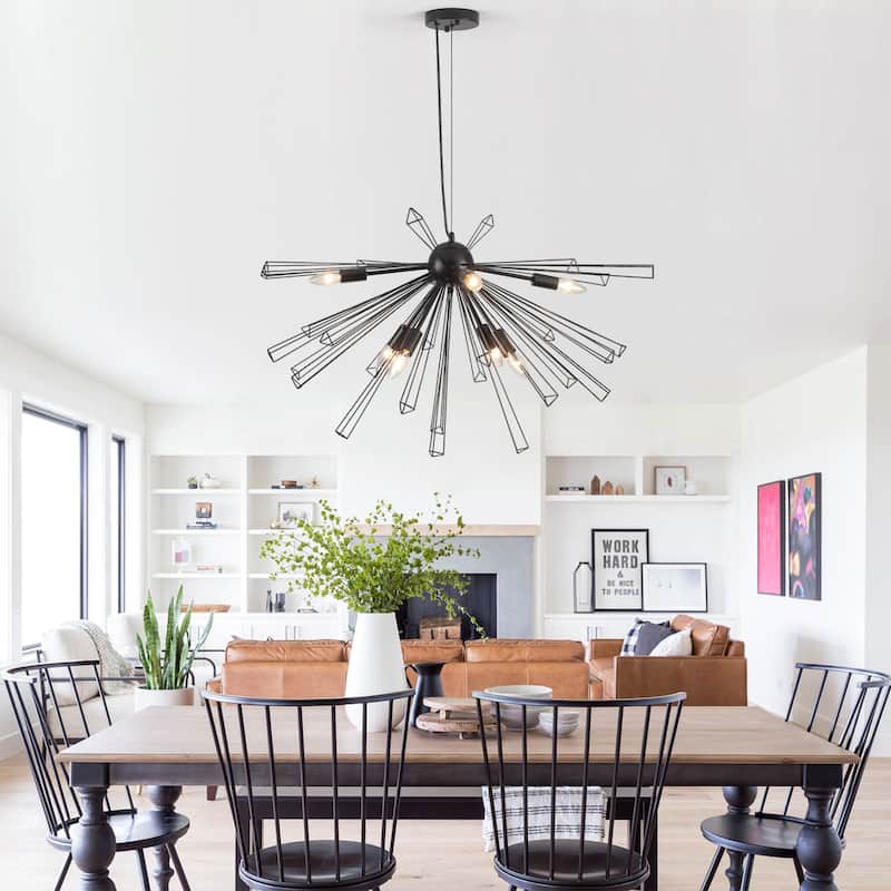 8-Light 33.46"W Metal Dimmable Pendant Lights for Kitchen Living Room