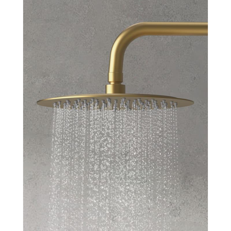 GRANDJOY Shower System 10 inch Wall Mount Rain Shower Head with Handheld Spray Combo Round